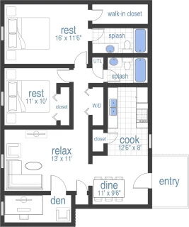 2 Bed 2Bath_Den Terrace layout