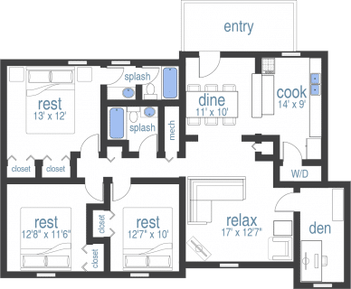 3 Bed 2Bath Den
