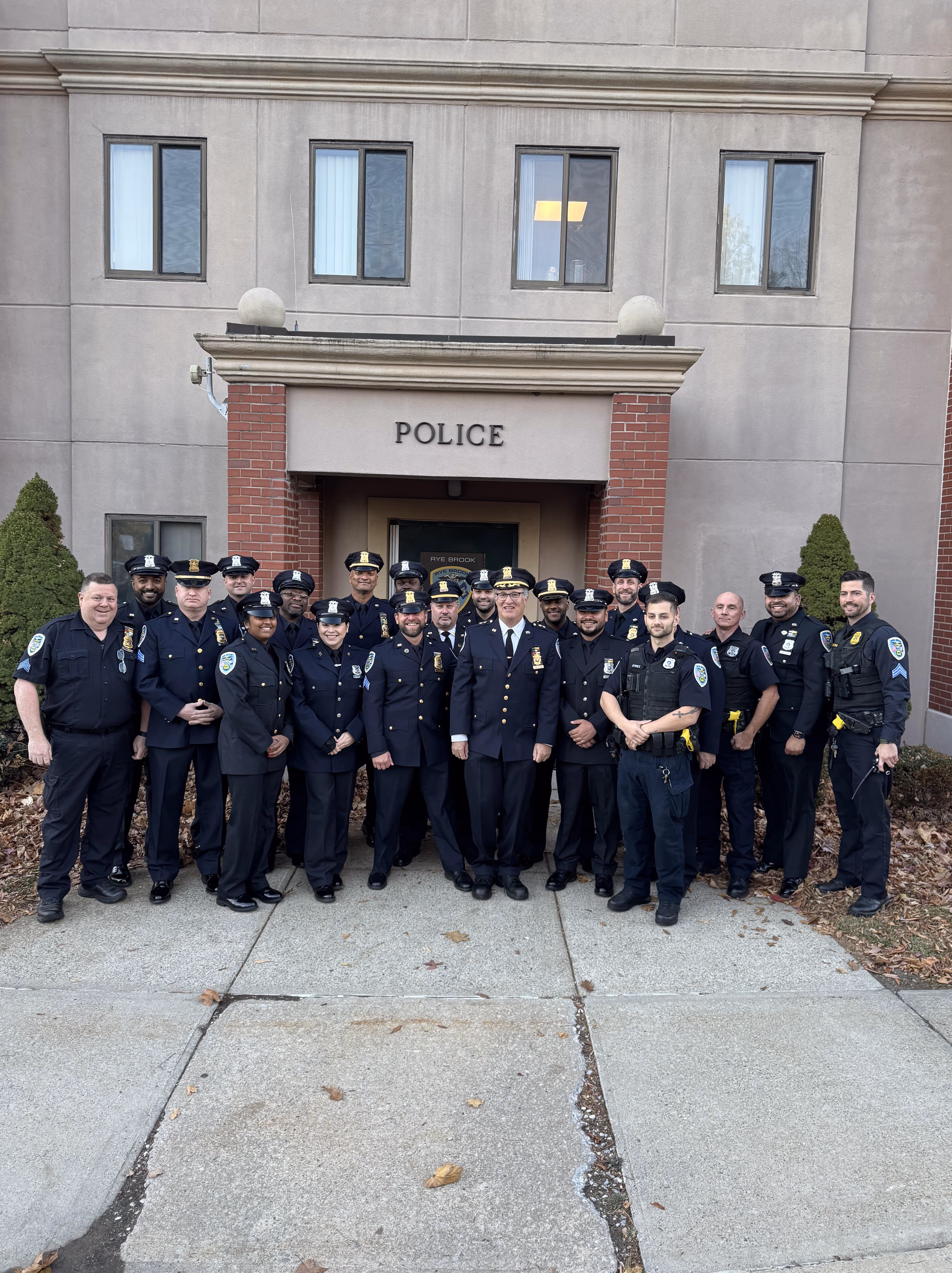Police officers in uniform standing in a group