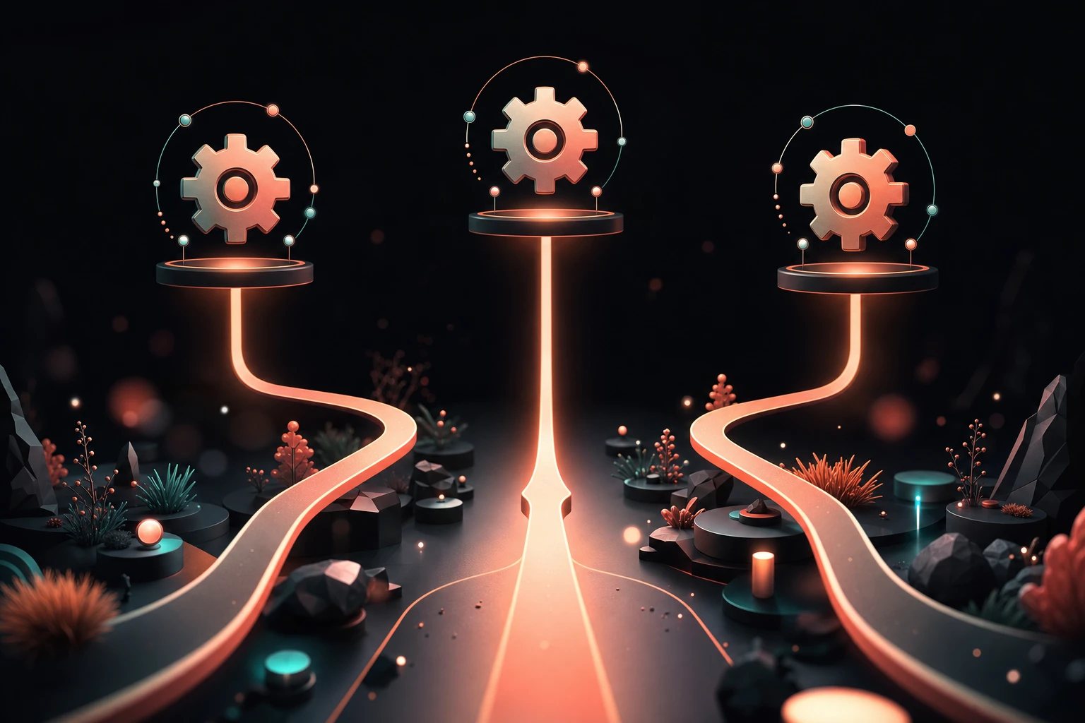 Illustration of a decision path choosing between three automation tools