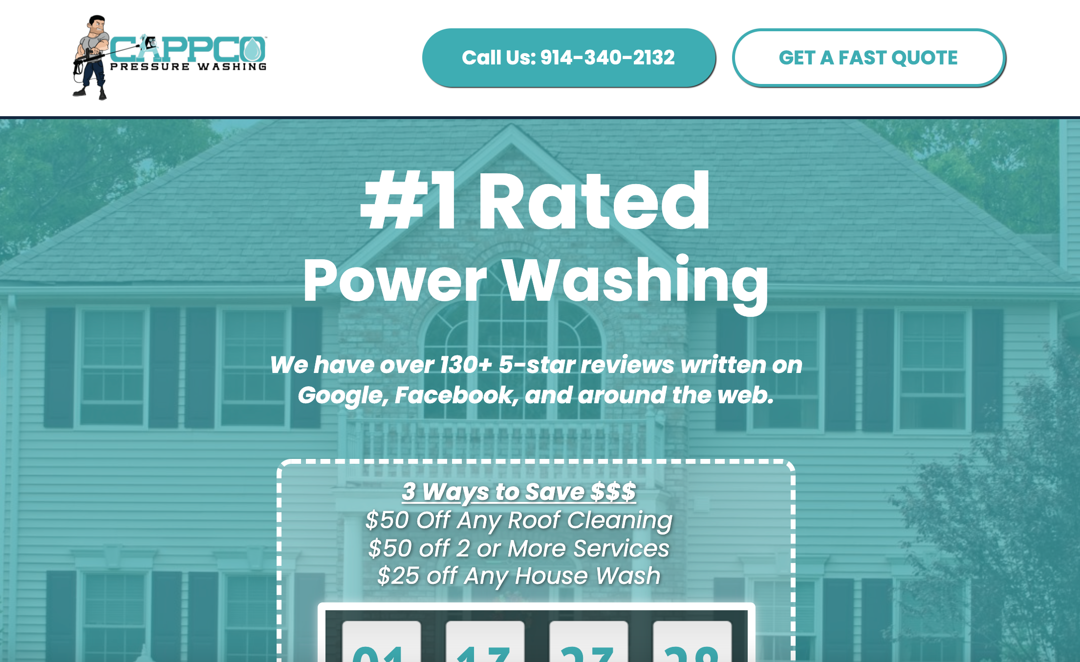 High-conversion landing page design mockup for a home services client, showing the hero section.