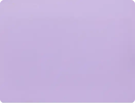 Solid light purple background.