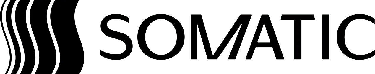 SOMATIC brand logo with stylized black wave lines on the left.