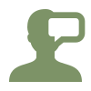 Silhouette of a person with a speech bubble indicating consultation or communication.