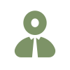 Simple green icon of a person with a tie, symbolizing a manager or professional.