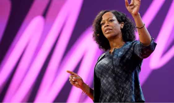 Photo of Yasmin Hurd speaking at her TED MED lecture