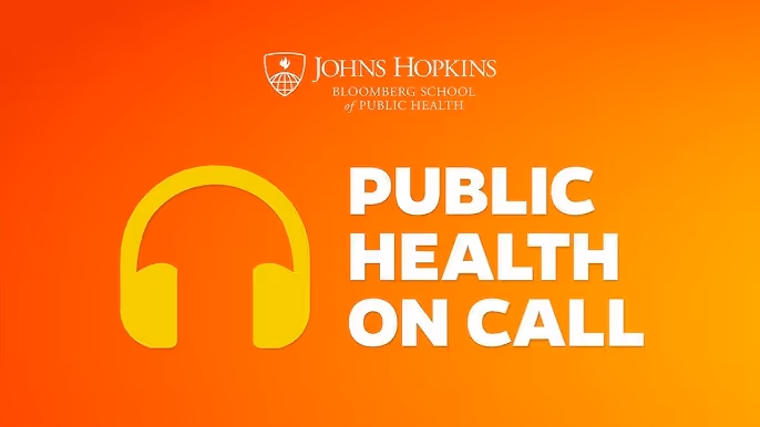 Image of the "Public Health on Call" Logo, with yellow headphones on an orange background