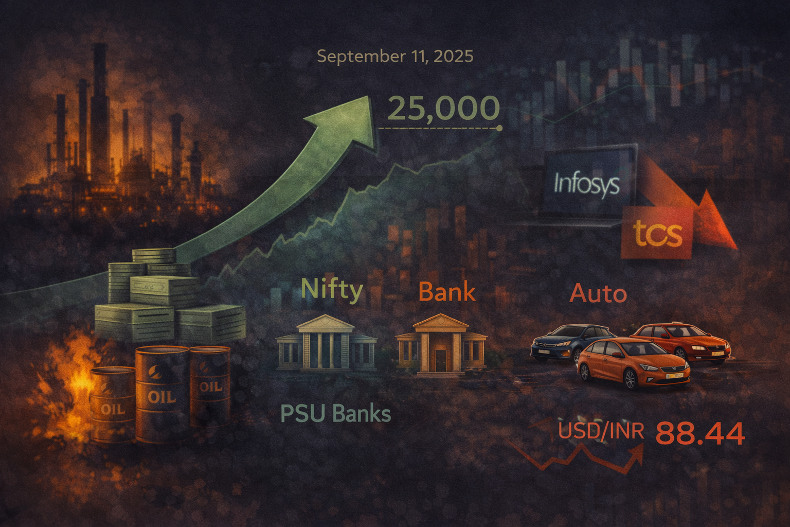 September 11, 2025 | Nifty Above 25,000, Sector Rotation, and Rupee Pressure