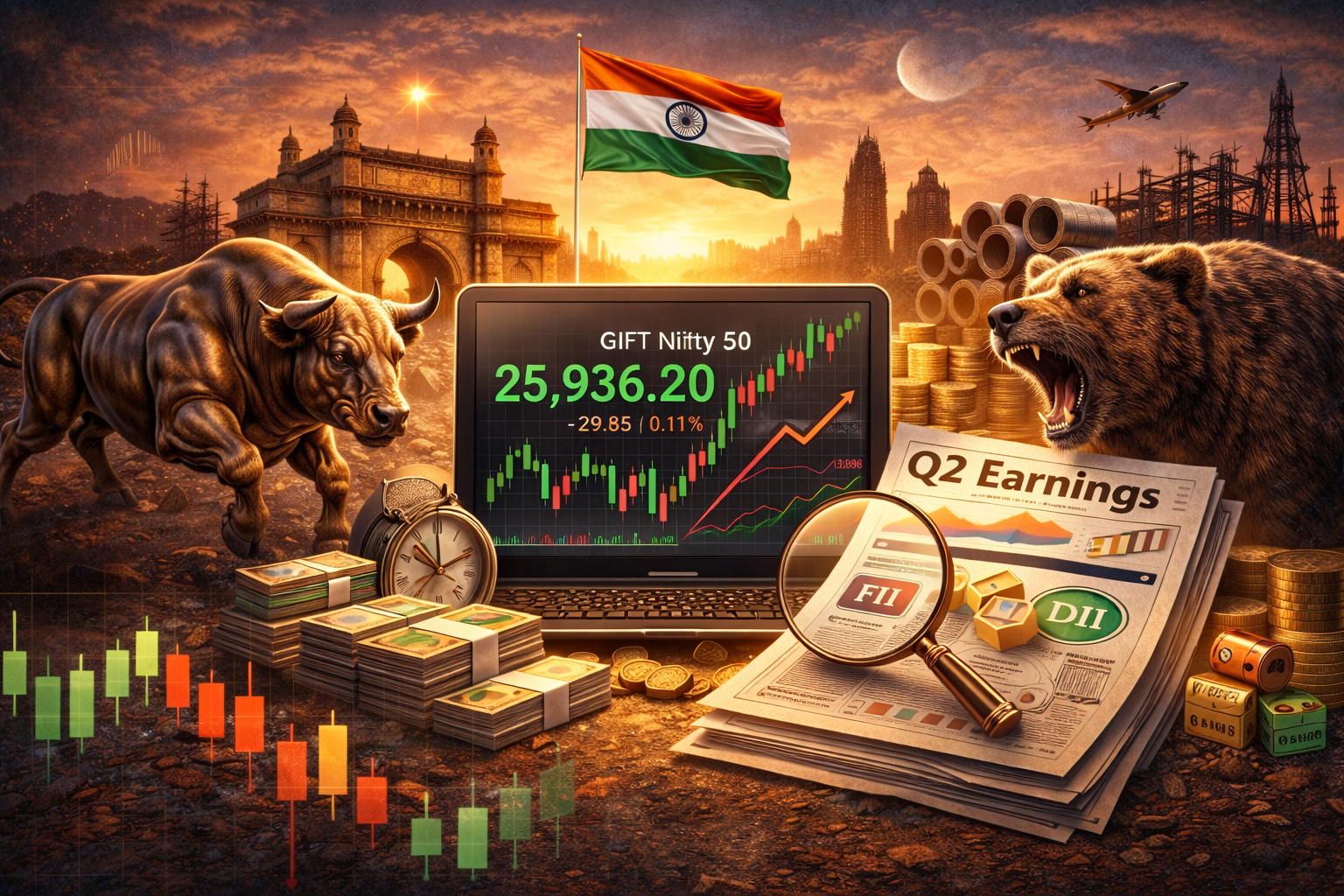 October 28, 2025 | Profit-Booking Near 26,000, Massive FII Reversal, and Earnings-Driven Volatility