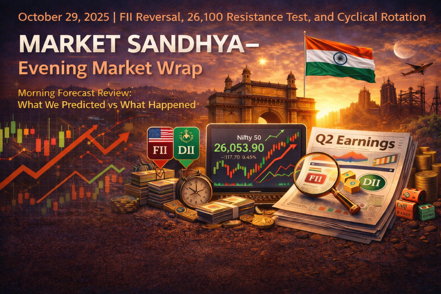October 29, 2025 | FII Reversal, 26,100 Resistance Test, and Cyclical Rotation