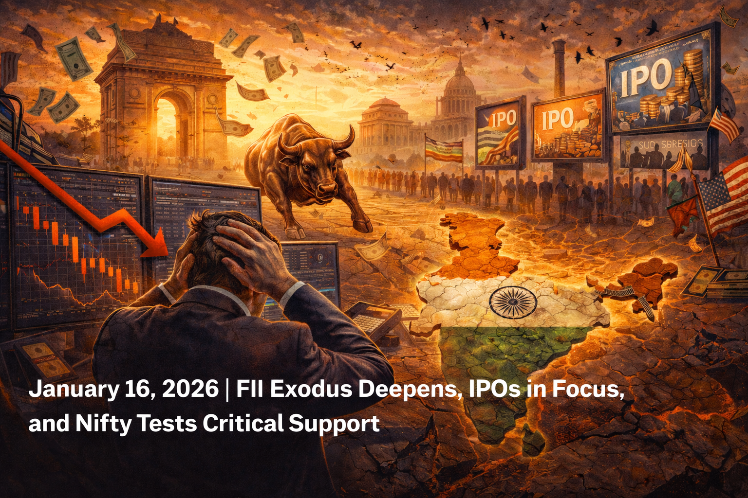 January 16, 2026 | FII Exodus Deepens, IPOs in Focus, and Nifty Tests Critical Support