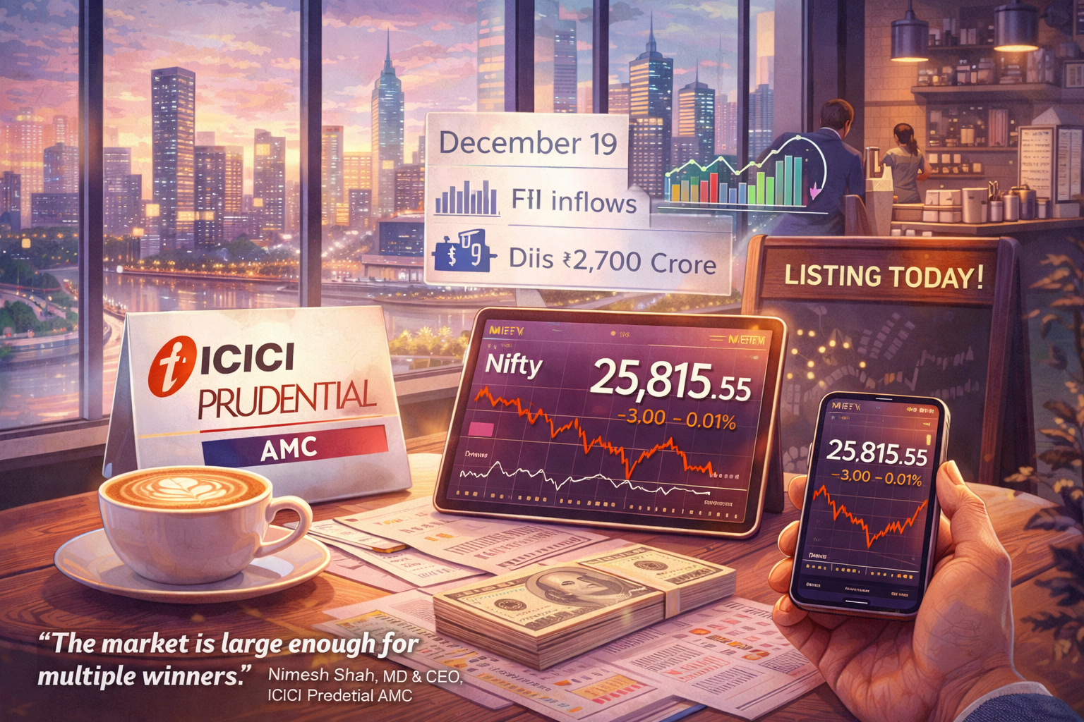 December 19, 2025 | ICICI Prudential AMC Debuts as IT Leads Rally, Rupee Strengthens to 90.13, and FIIs Turn Net Buyers