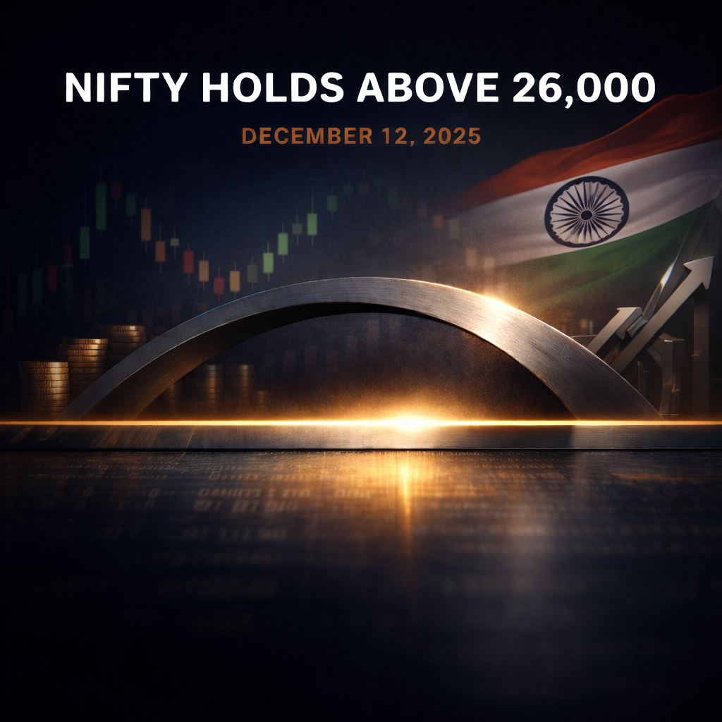 December 12, 2025 | Nifty Sustains Above 26,000 as Breadth Hits 2.00, FII Selling Slows to ₹1,114 Cr, and Metals Lead the Breakout