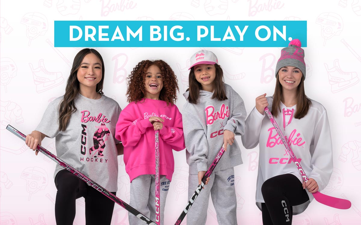Barbie X CCM eri ikäisille jääkiekon seuraajille ja pelaajille