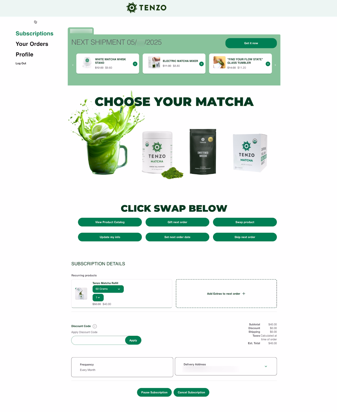 Customer subscription management portal example