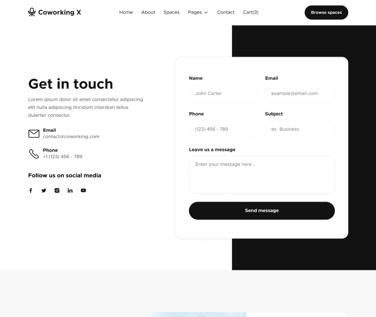 Contact - Coworking X Webflow Template