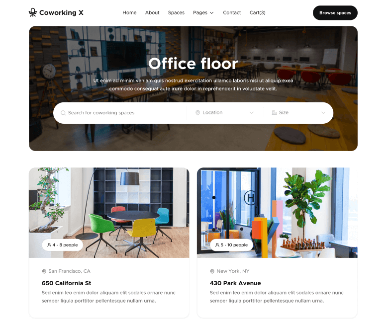 Offices Category - Coworking X Webflow Template