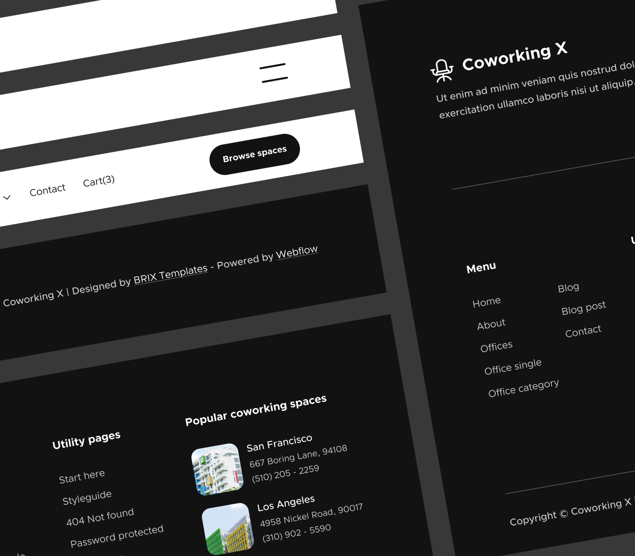 3 Headers And Footers - Coworking X Webflow Template