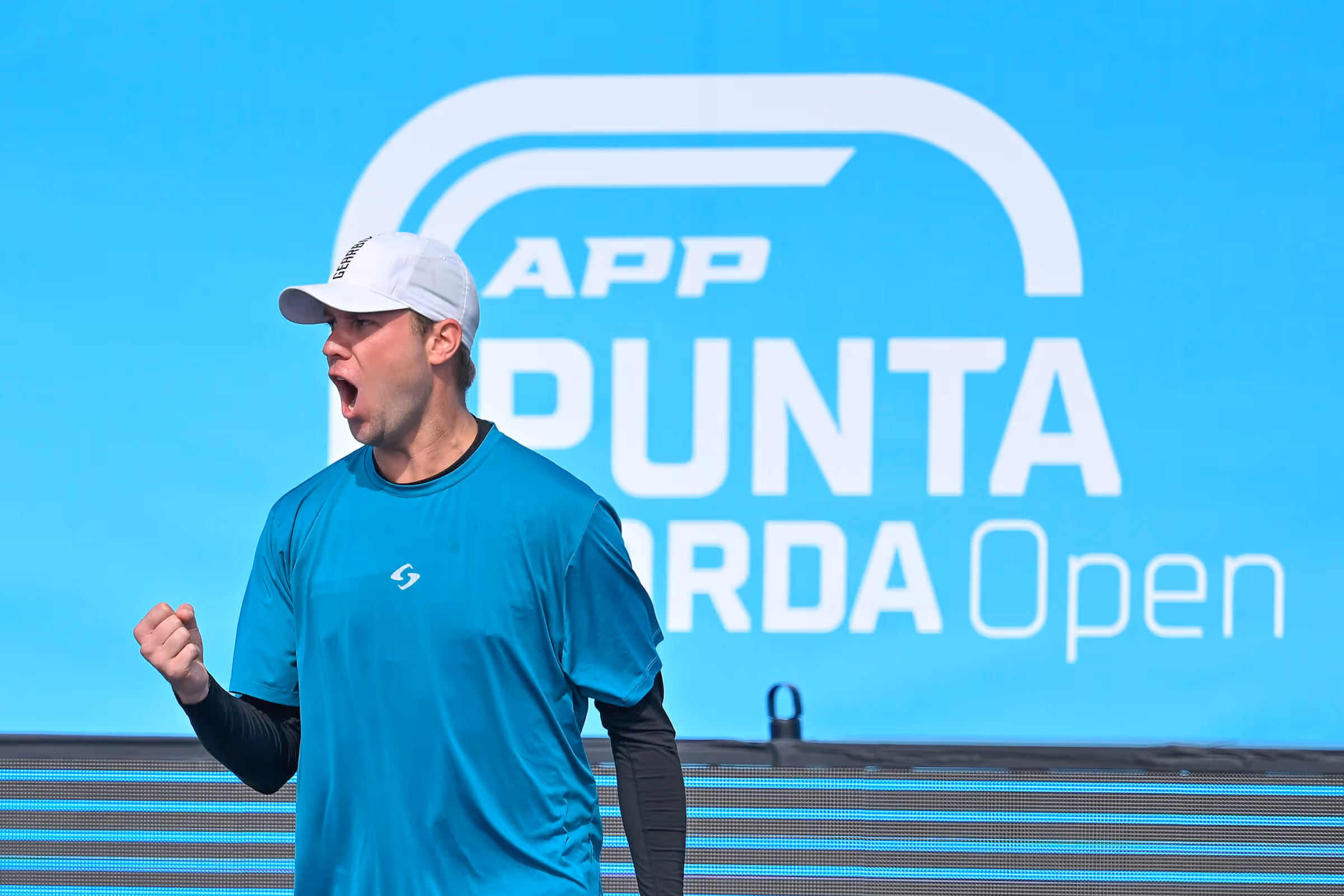 Chris Haworth celebrates a point at the APP Punta Gorda Open