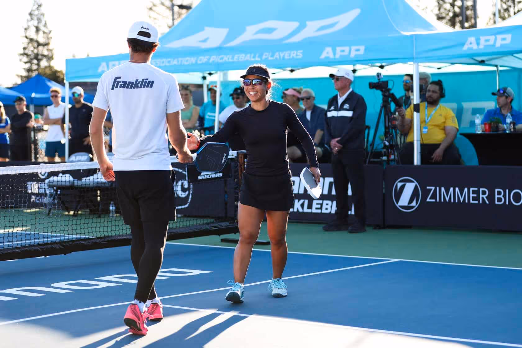 Professional pickleball players Bobbi Oshiro and Will Howells at the 2025 APP Sacramento Open