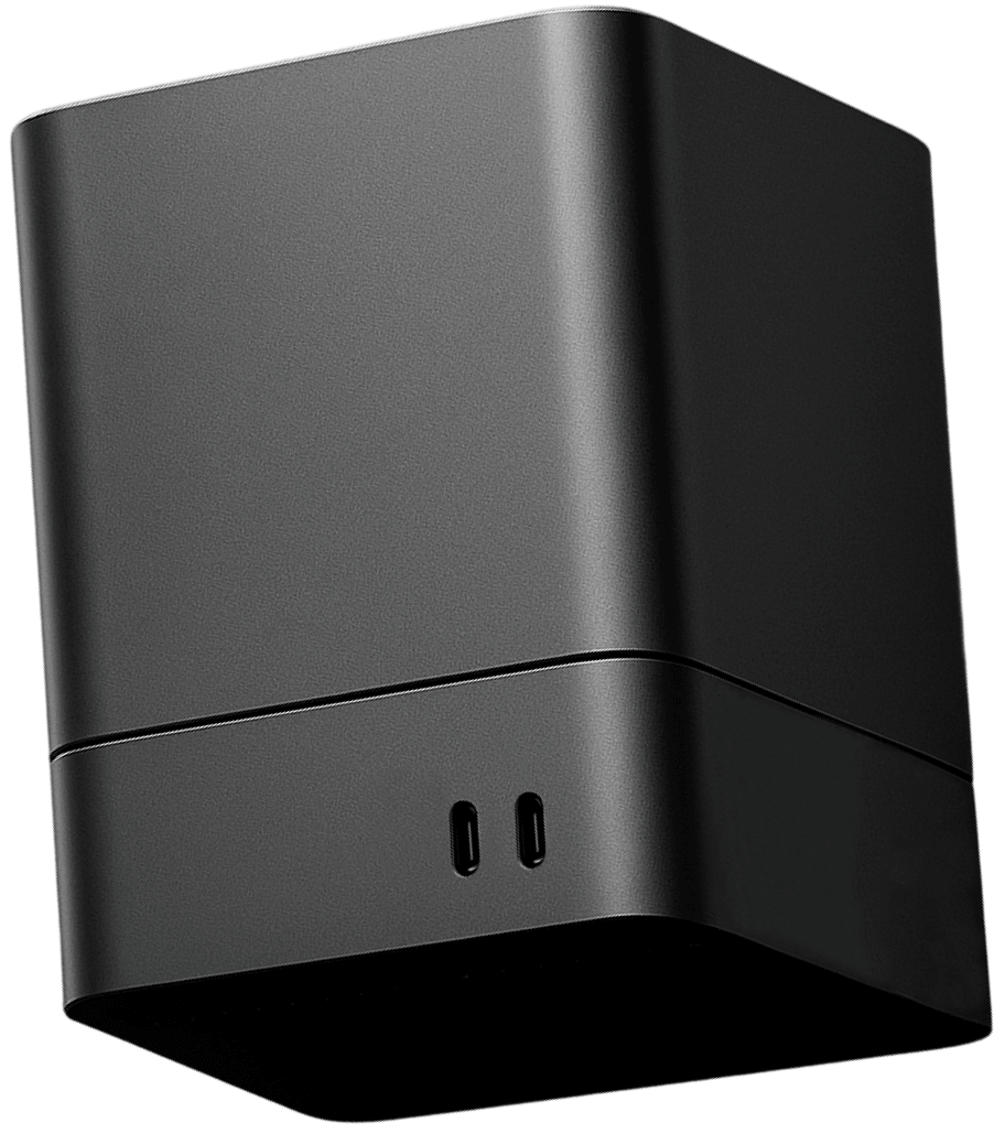 Compact Matte Black Desktop Hub With Dual USB C Ports PromptEngine Webflow Template | BRIX Template