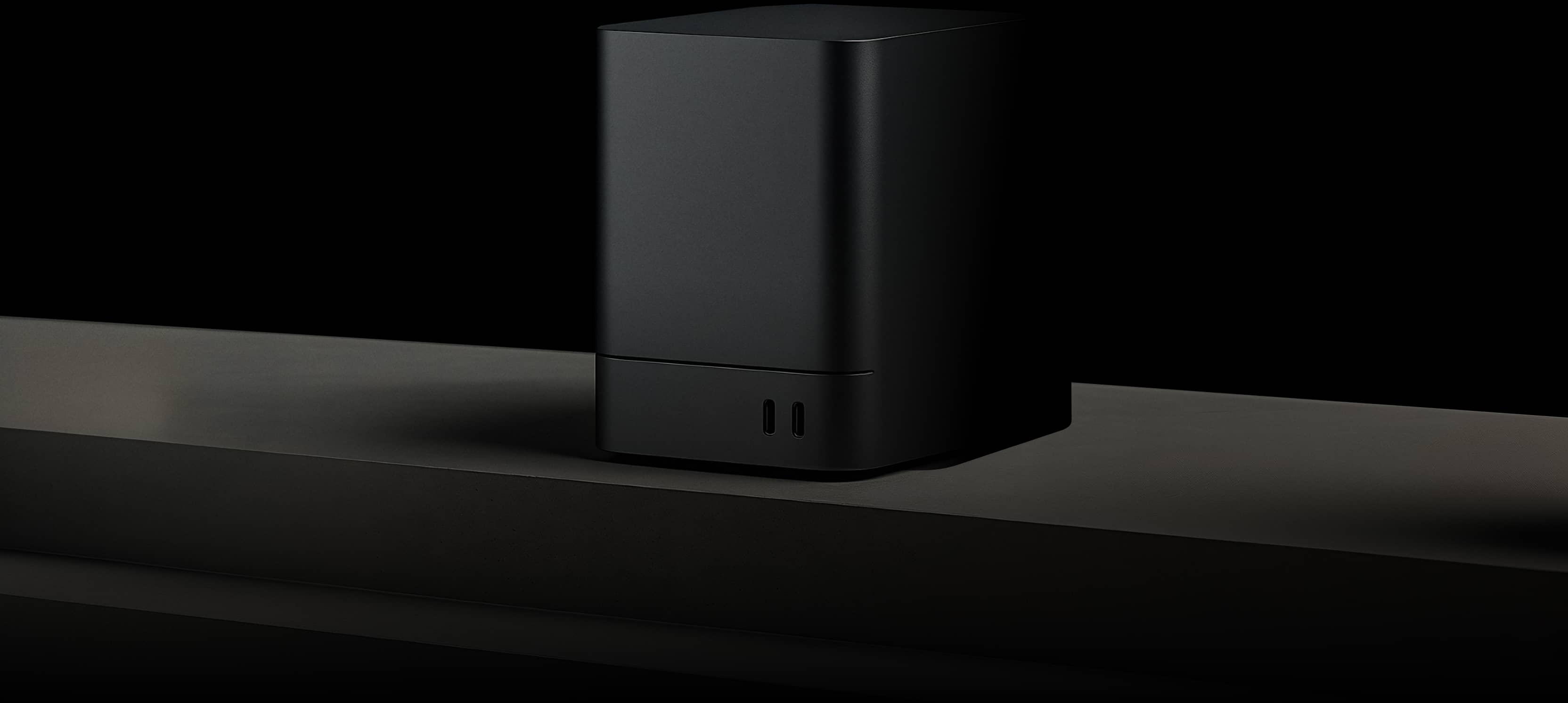 Compact Black Desktop Hub On Minimal Pedestal PromptEngine Webflow Template | BRIX Template