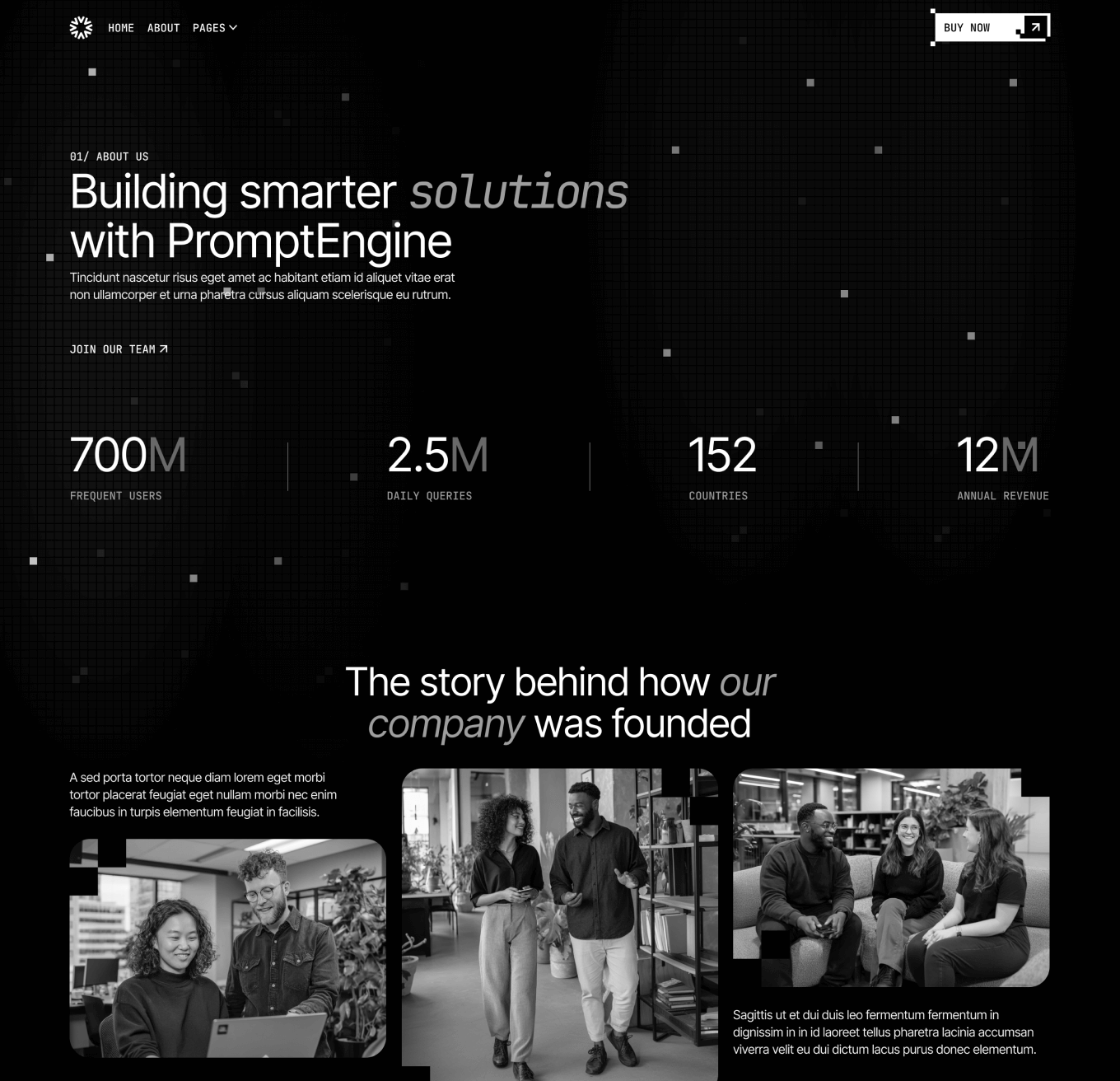 PromptEngine About Hero Page LLM Webflow Template | BRIX Template