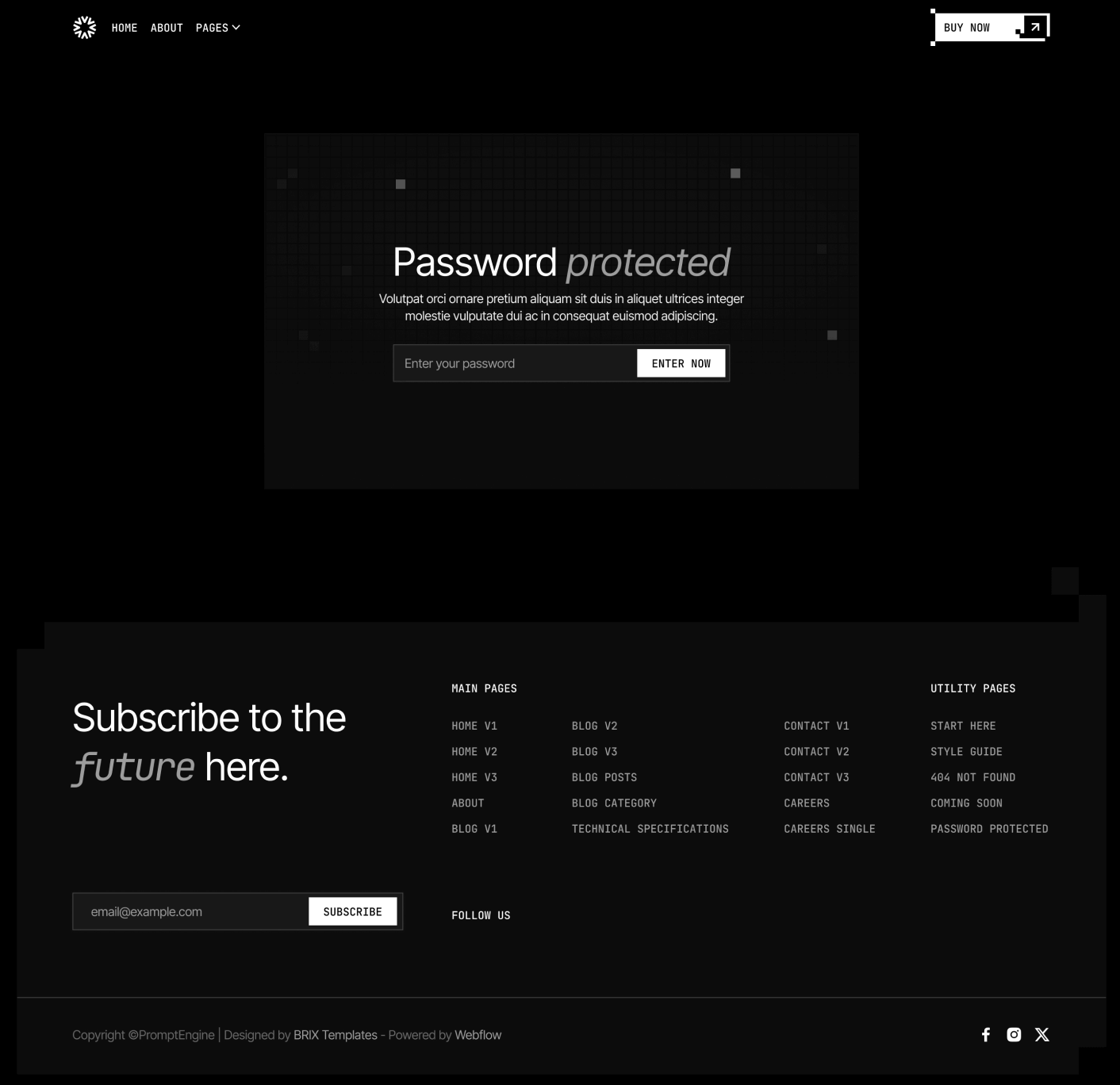 PromptEngine Password Protected Utility Page LLM Webflow Template | BRIX Template