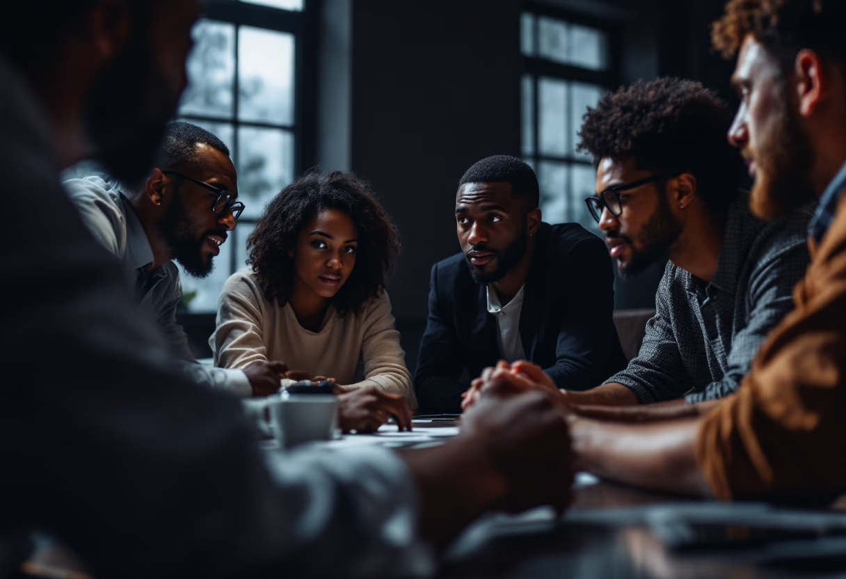 image of team discussion (for a hr tech)