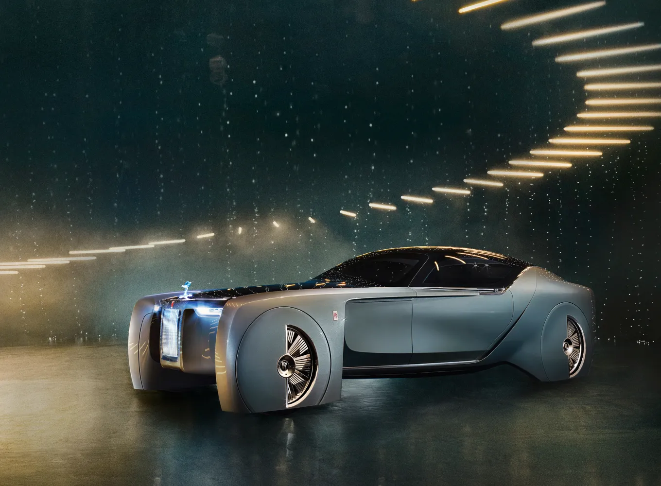 Automobil Konzeptfotografie mit futuristischem Rolls Royce Fahrzeug