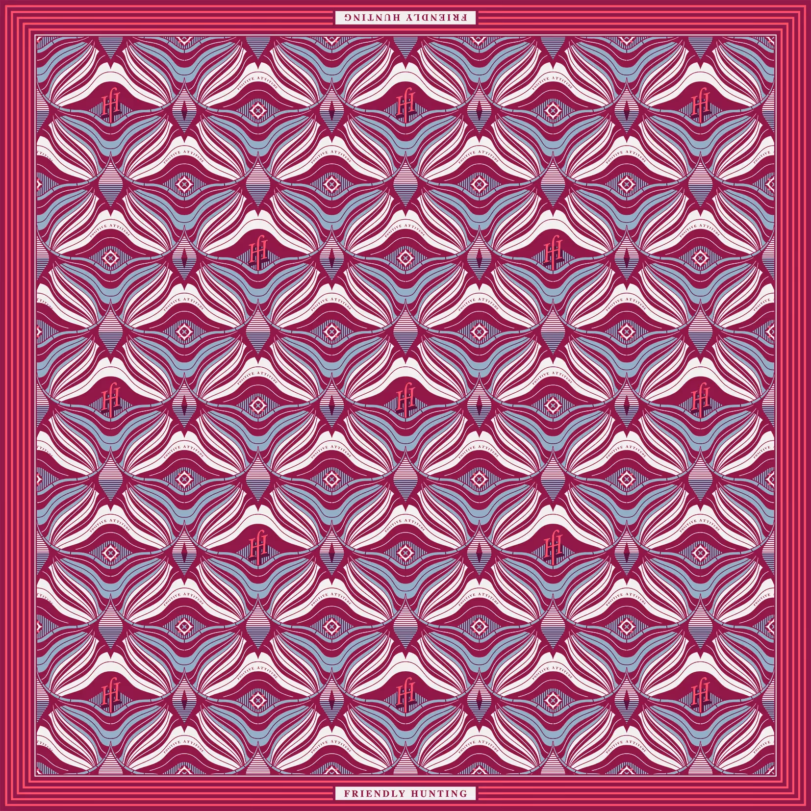 Geometrisches Muster mit wiederholenden Formen in Pink, Weiß und Grau