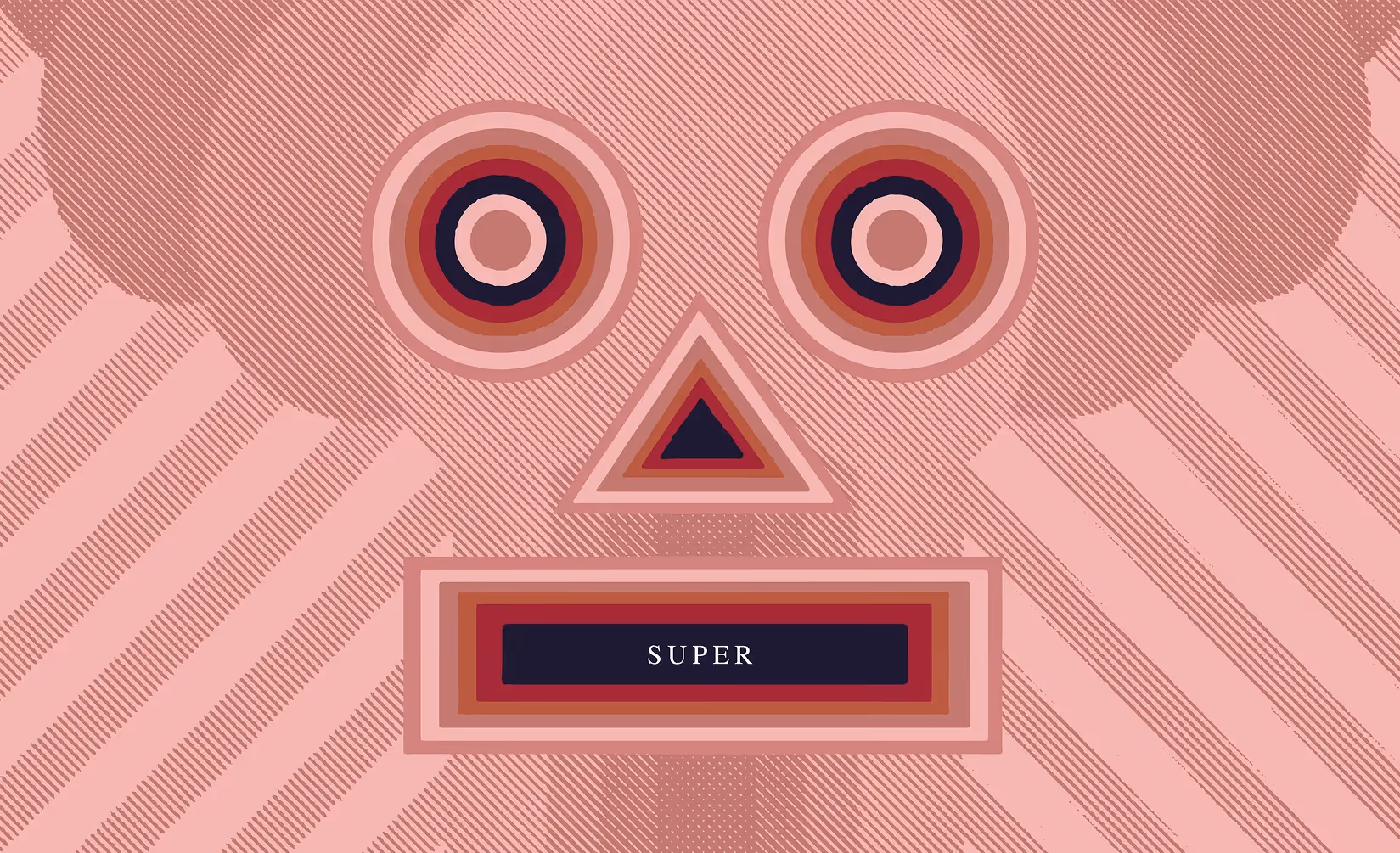 Grafische Illustration mit Gesichtsmotiv in geometrischem Stil