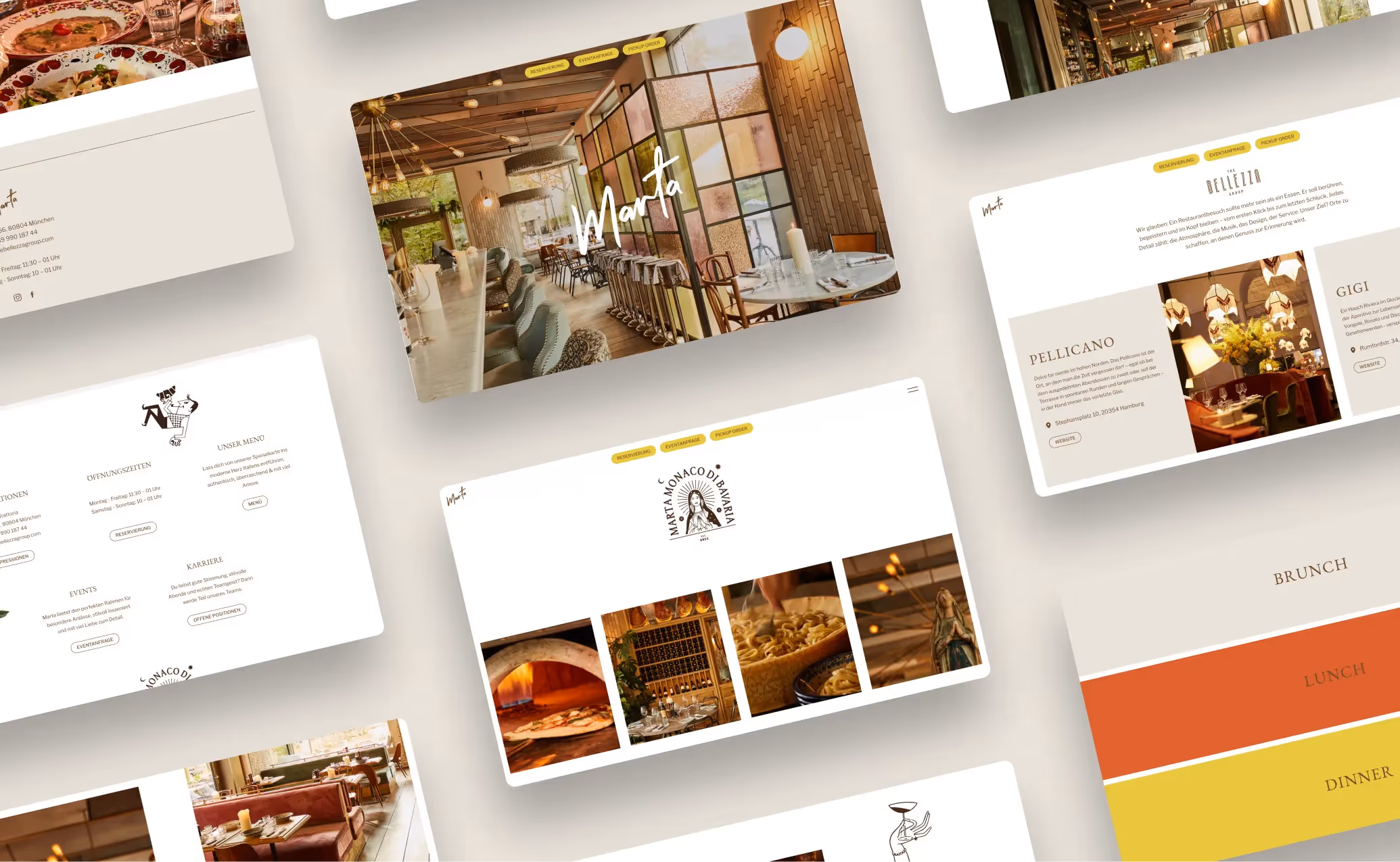 Übersicht von mehreren Seiten der Marta Website