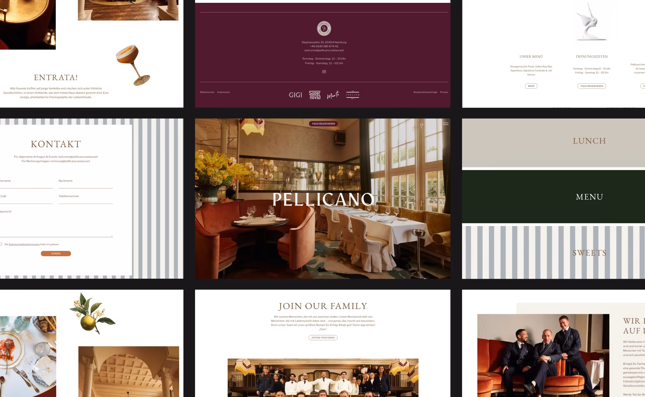 Übersicht verschiedener Screens der Pellicano Website