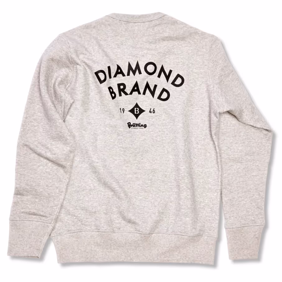 Grauer Sweater mit „Diamond Brand“ Print auf der Rückseite