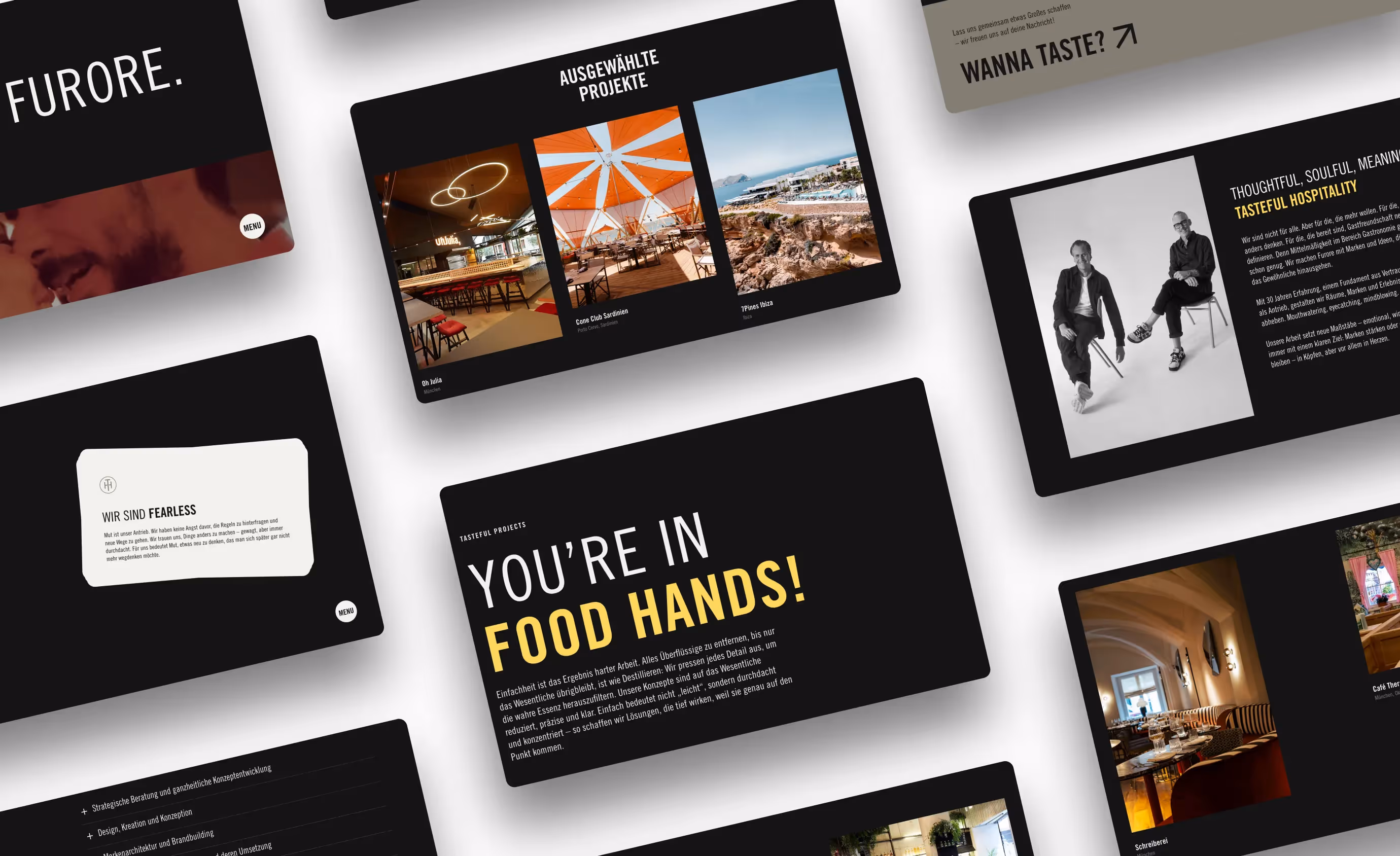 Verschiedene Mockups der Tasteful Website