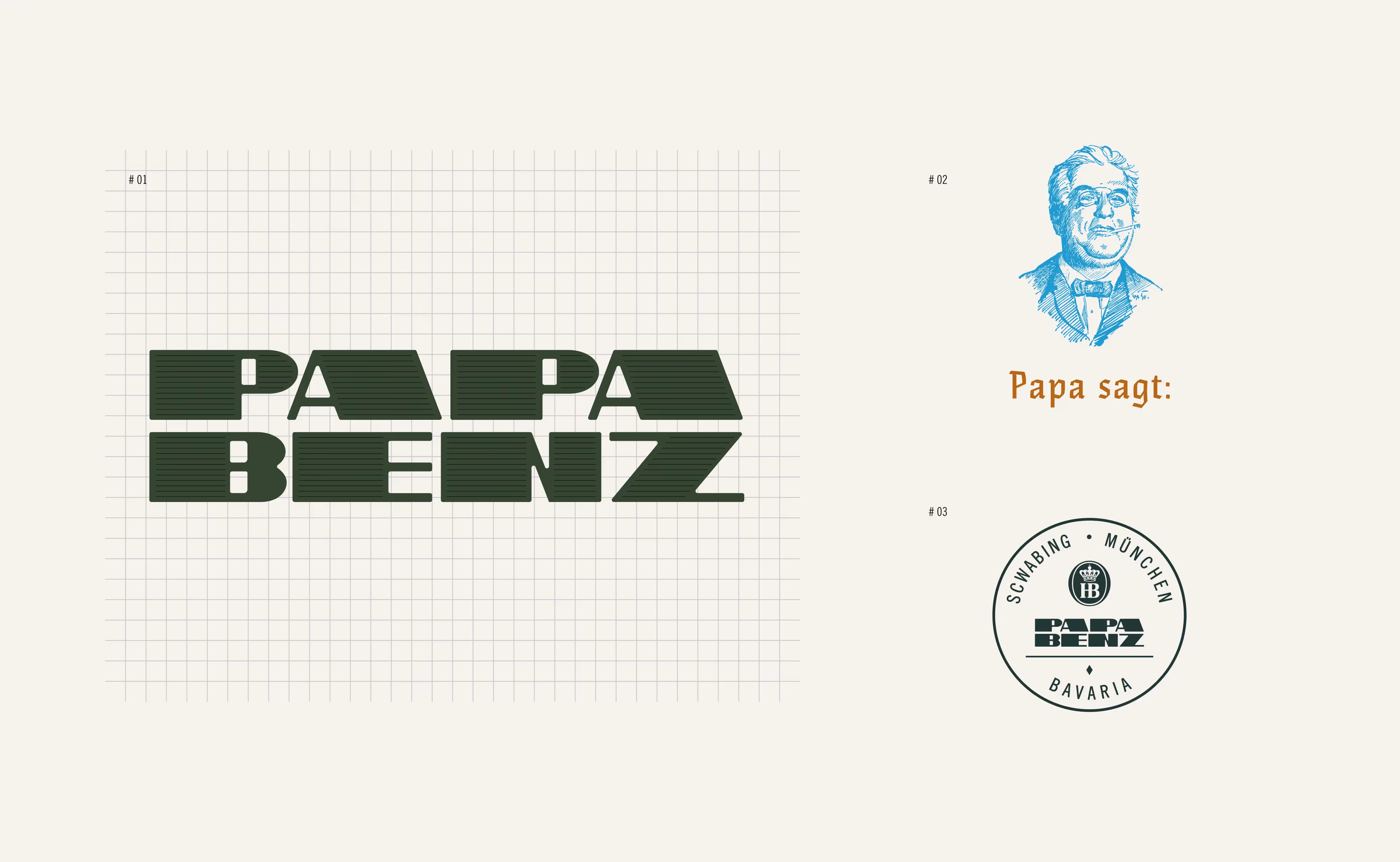 Logoentwicklung mit Varianten, Raster und Illustrationen