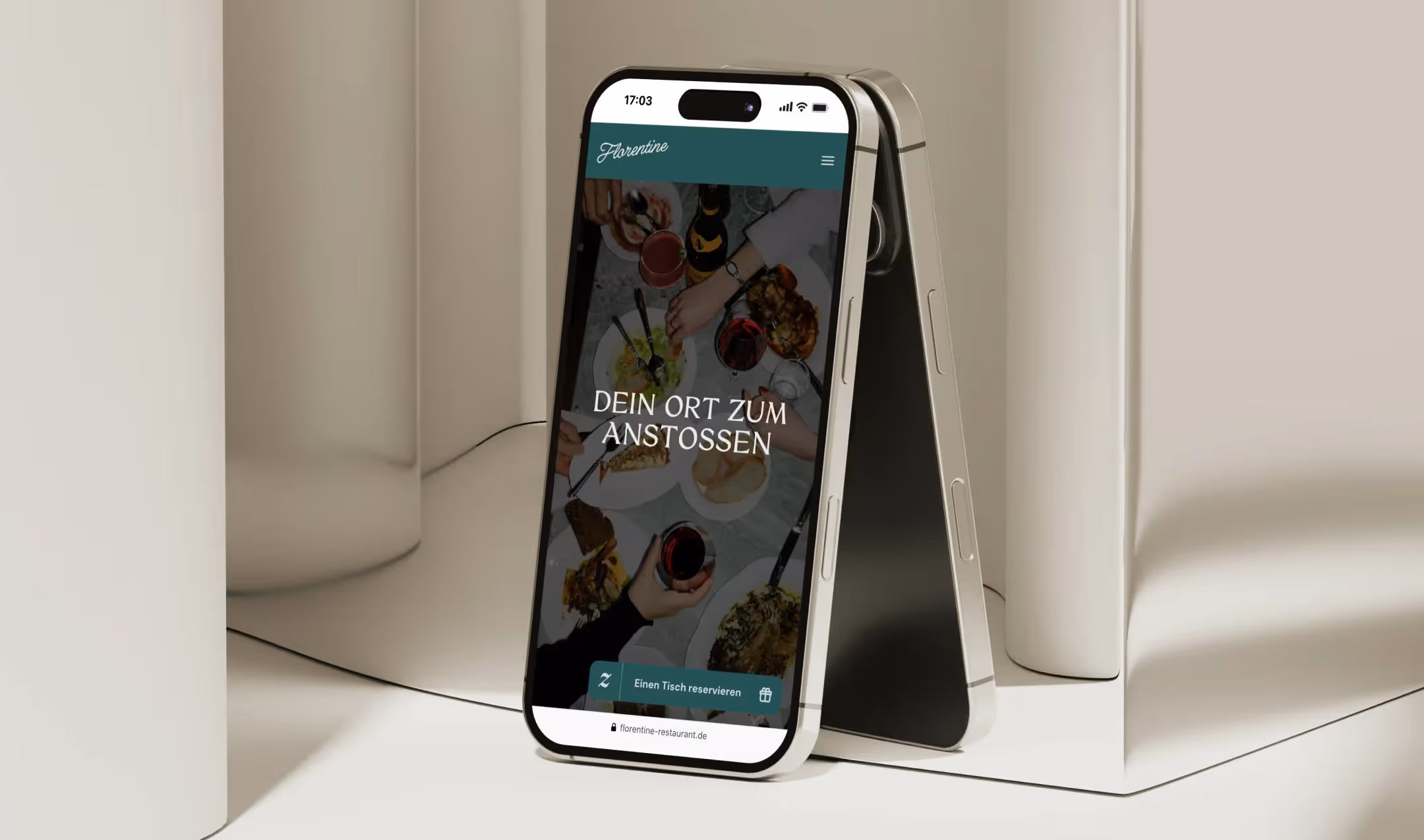 Smartphone-Mockup mit Florentine-Website