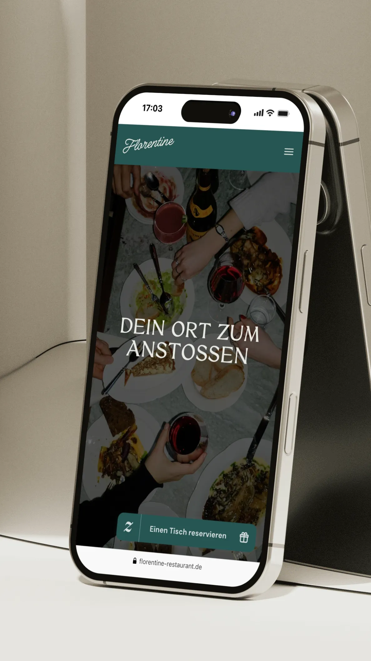 Smartphone-Mockup mit Florentine-Website