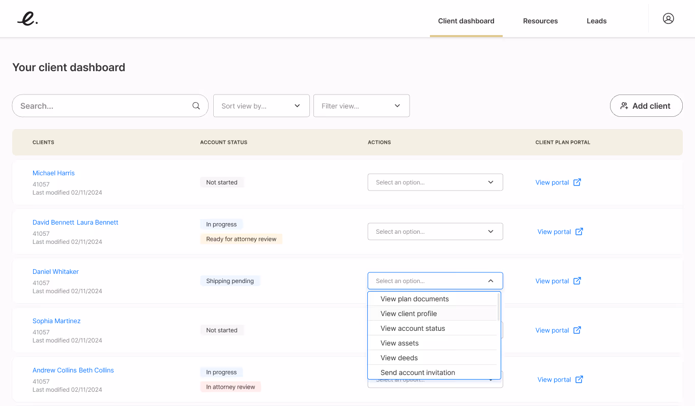 dashboard quick actions