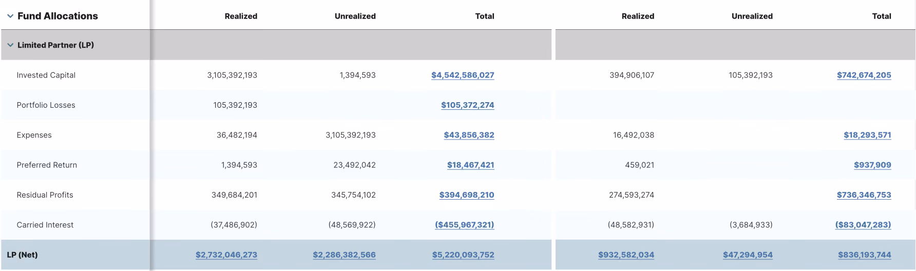 screenshot of a table UI