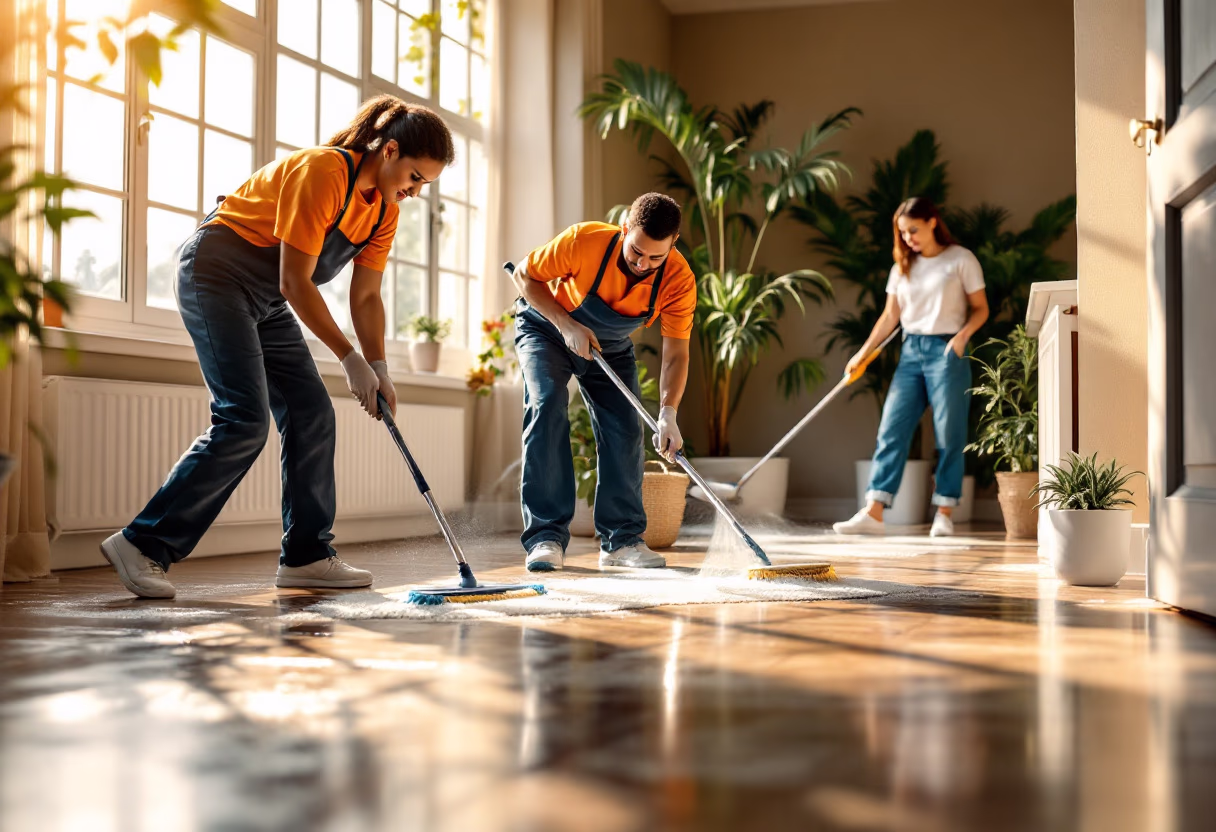 image of cleaning team in action