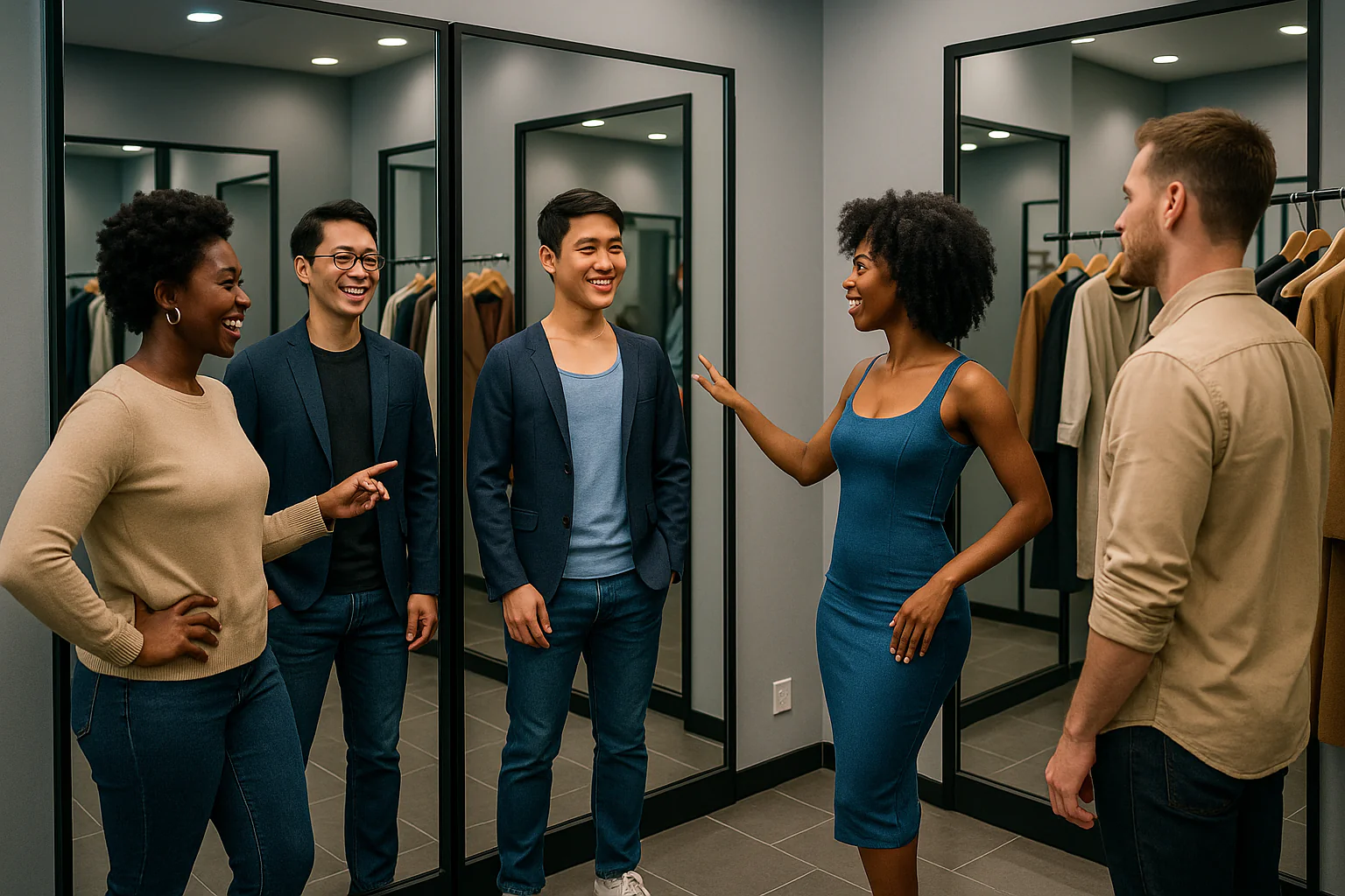 Virtual fitting rooms enhancing customer experience.