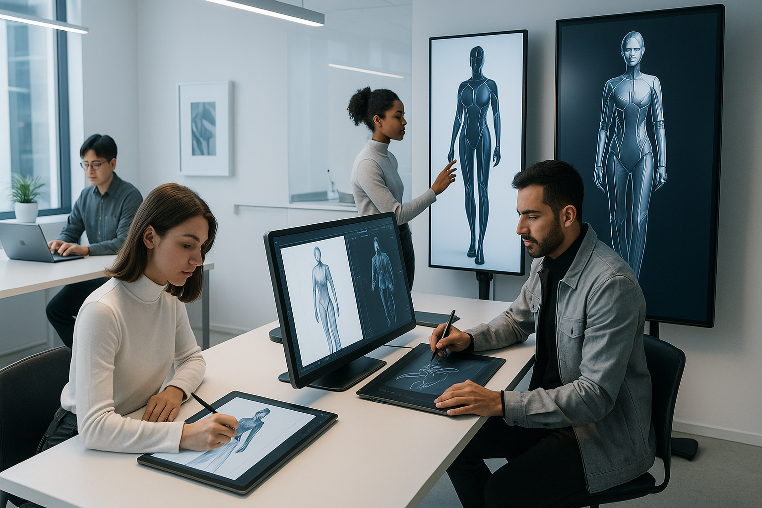 Futuristic fashion design studio using AI