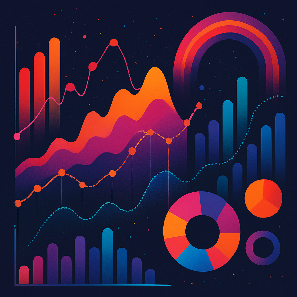 Abstract data visualization of fashion trends with vibrant colors.