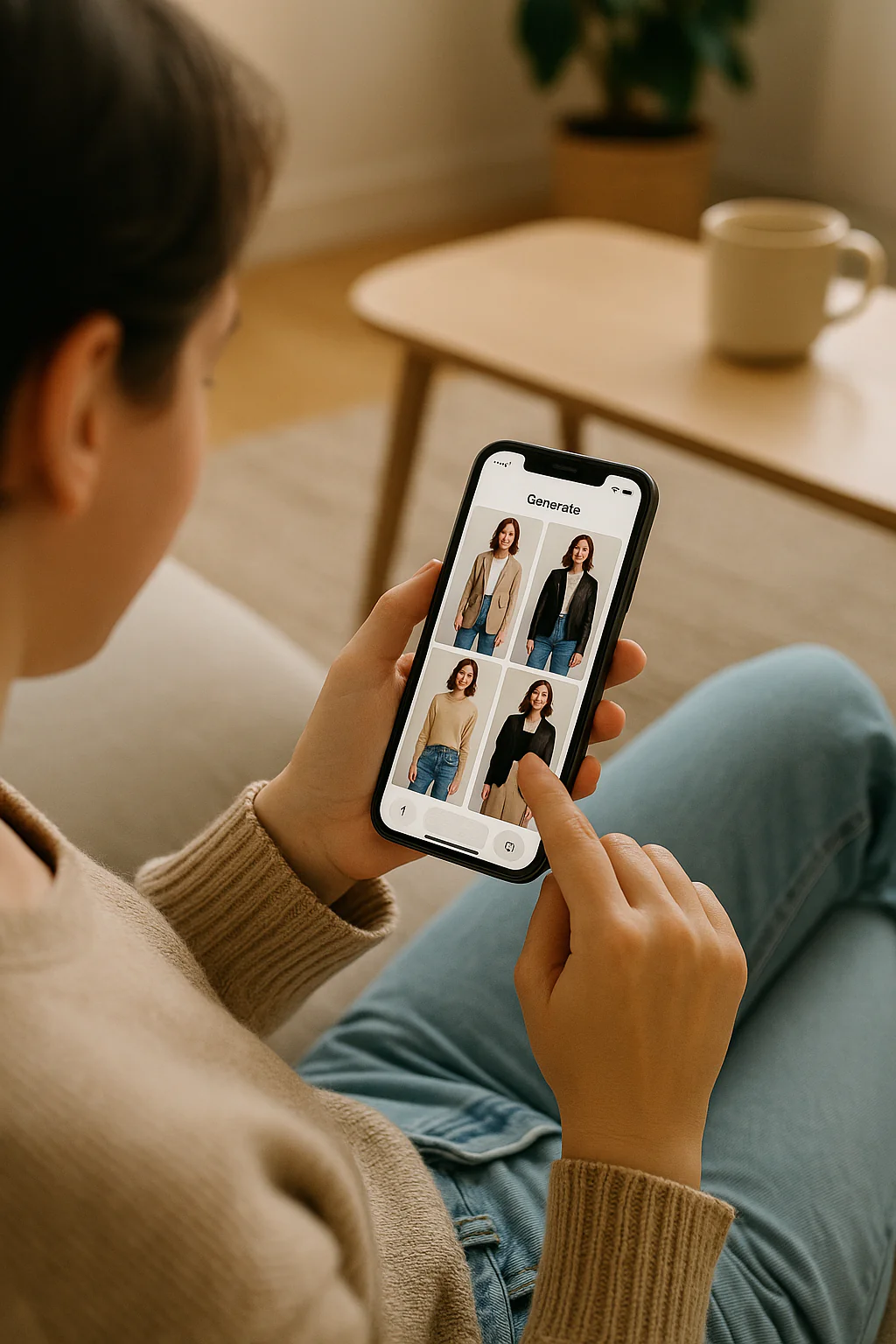 Beginner using AI fashion app