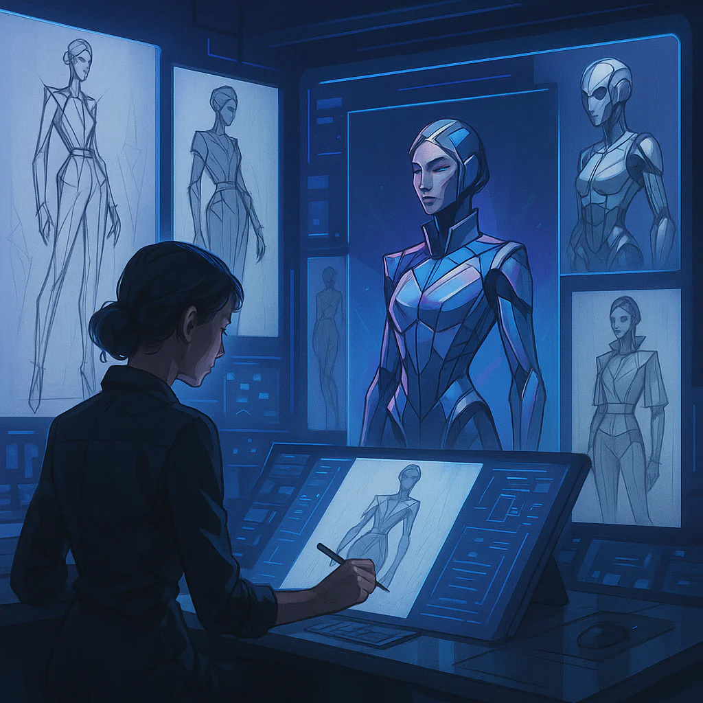 Futuristic AI-driven fashion design process