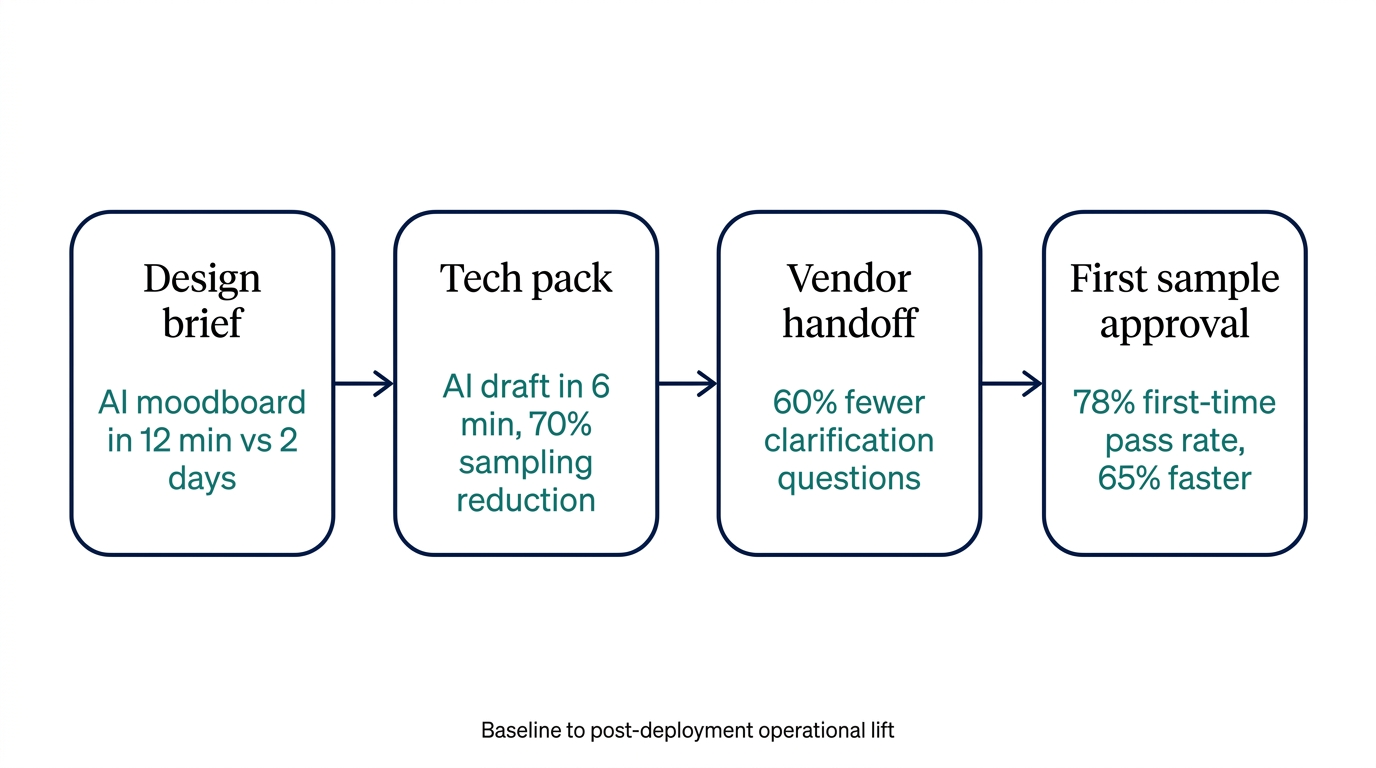 Four-step flowchart showing operational KPI improvement after AI workflow deployment