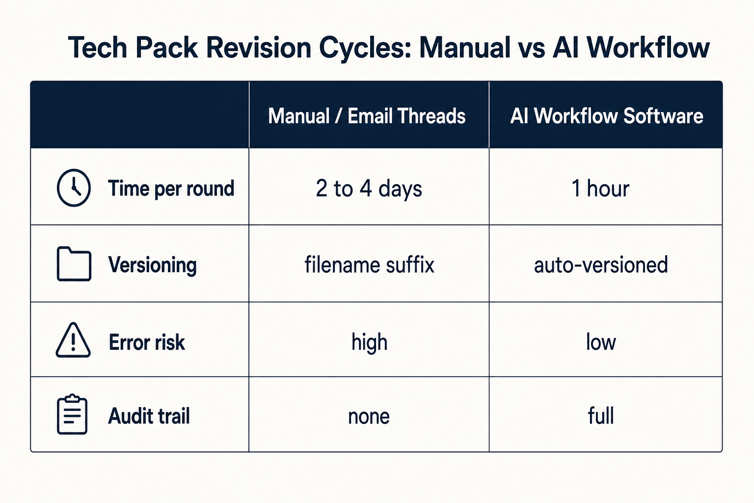 Tech Pack Revisions After Factory Comments comparison figure