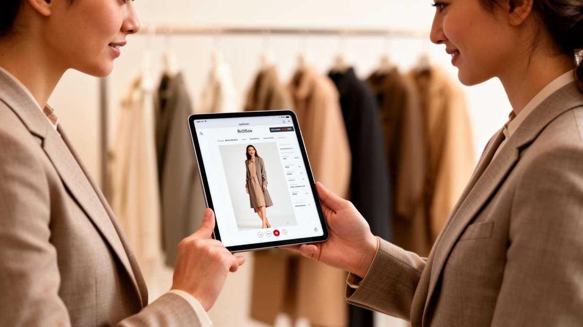 Buyer meeting use cases: sales rep showing a wholesale buyer a virtual try-on on a tablet during a showroom appointment